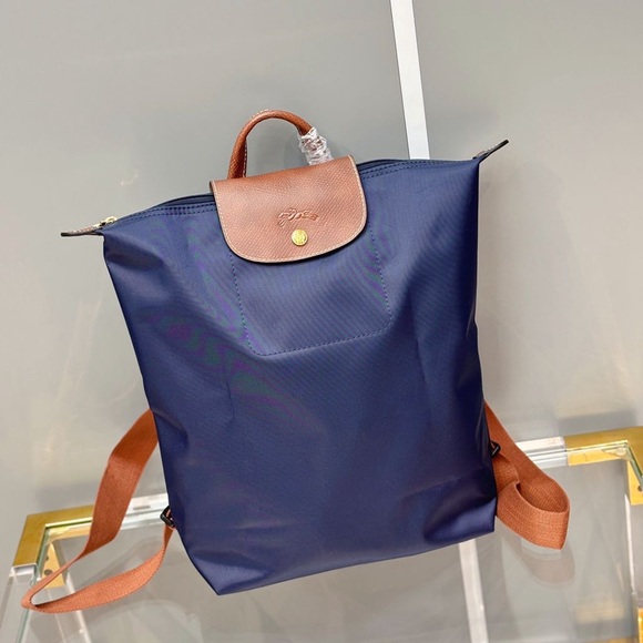 Longchamp Navy and Brown Backpack - Picture 1 of 6